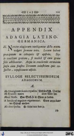 Appendix Adagia Latino-Germanica.