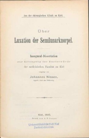 Über Luxation der Semilunarknorpel