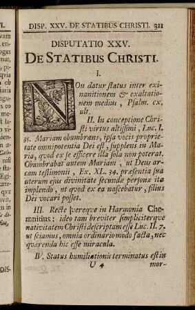 Disputatio XXV. De Statibus Christi