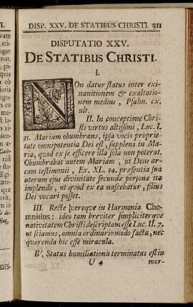 Disputatio XXV. De Statibus Christi