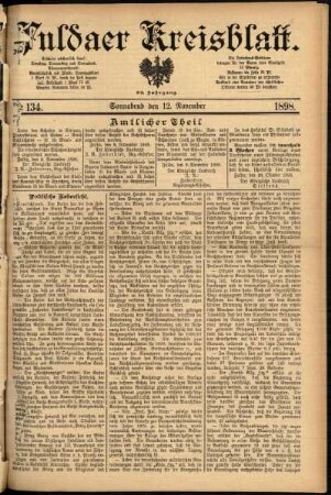 Erste Ausgabe vom Samstag, den 12. November 1898.
