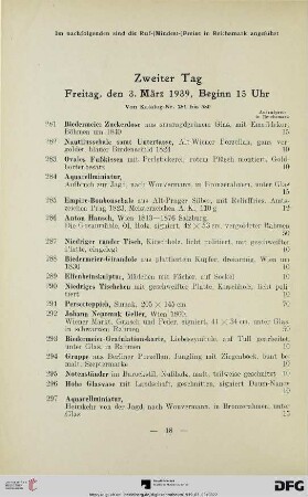 Zweiter Tag: Freitag, den 3. März 1939, Beginn 15 Uhr (Nr. 281-580)