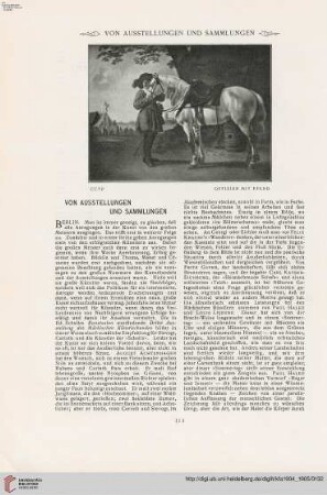 Von Ausstellungen und Sammlungen - Personal- und Atelier-Nachrichten - Denkmäler - Vermischtes - Neue Kunstliteratur