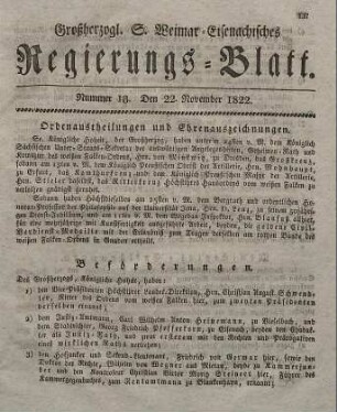 Nr. 18 : 22. November 1822