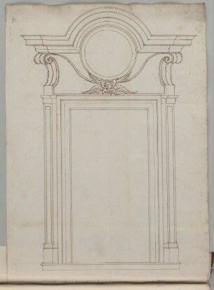 Rom?, Portal, Aufriss : Rom?, Portal, Aufriss, unbekannter Zeichner, 1. Hälfte 18. Jh. Feder/Papier. 38,7 x 27 cm. Maßstab mit Maßeinheit "Palmo" (10 Spannen= 15 cm).