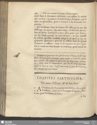 Chapitre Particulier. Des mines d'Etain, & de leur fonte