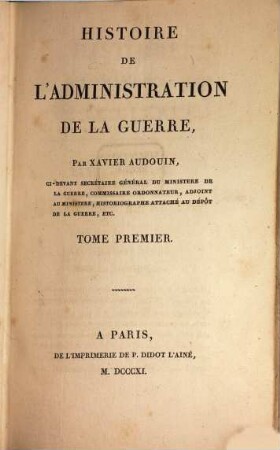 Histoire de l'administration de la guerre, 1