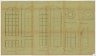 Thiersch, Friedrich von; München; Justizpalast - Fenster Treppenhaus Ostmittelbau (Ansichten, Schnitte, Grundrisse)