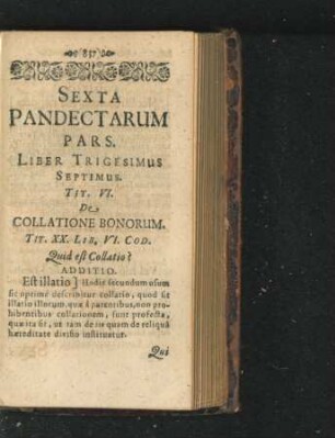 Sexta Pandectarum Pars.