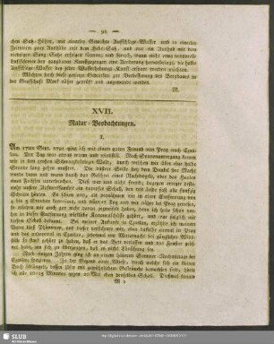 XVII. Natur-Beobachtungen