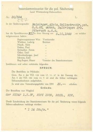 Bolsinger, Alois