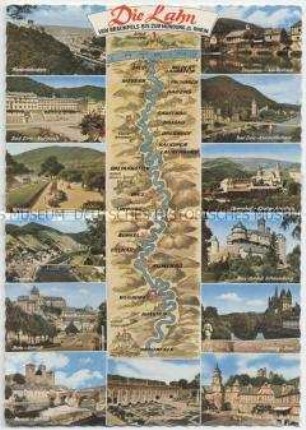 Ansichten von Ortschaften am Ufer der Lahn