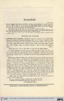 Incunabula (No. 1 - 26)