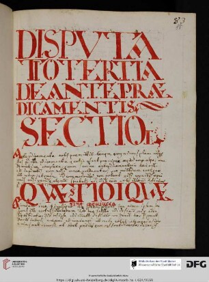 Disputatio tertia, De antepraedicamentis