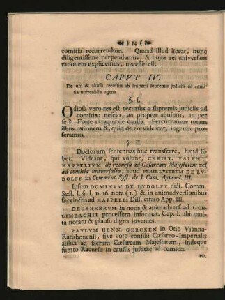 Caput IV. De usu & abusu recursus ab Imperii supremis judiciis ad comitia universalia agens