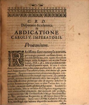 Disp. acad. de abdicatione Caroli V. imperatoris