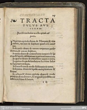 Tractatulus Avicennae.