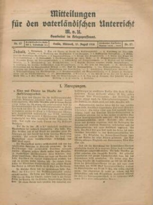 27.1918: Mitteilungen für den vaterländischen Unterricht