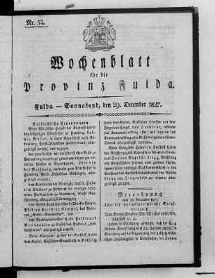 Nr. 52, Ausgabe vom 29. Dezember 1827
