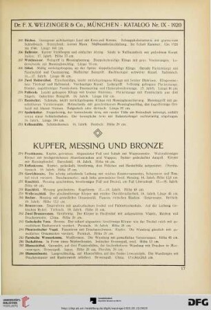Kuper, Messing und Bronze (Nr. 274-288)