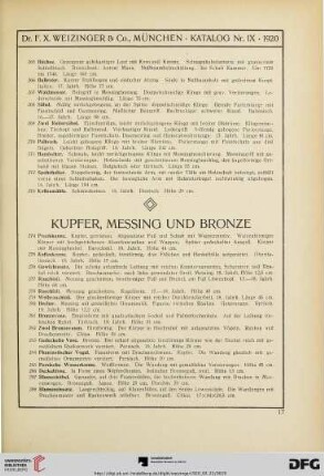 Kuper, Messing und Bronze (Nr. 274-288)