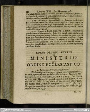 Locus Decimus Sextus De Ministerio Et Ordine Ecclesiastico