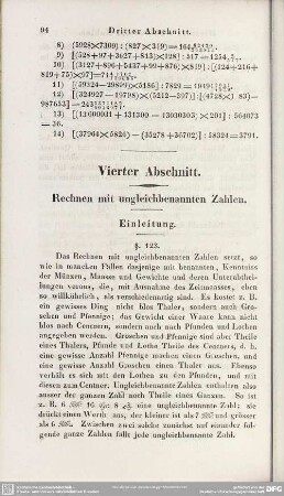 Vierter Abschnitt. Rechnen mit ungleichbenannten Zahlen