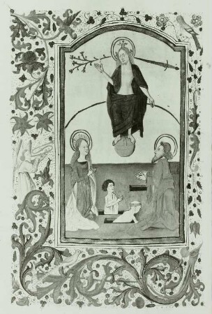 Illumination eines Stundenbuches: Christus als Weltenrichter mit Heiligen und Auferstehenden