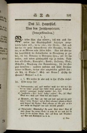 Das XI. Hauptstück. Von den Zwischenwörtern (Interjectionibus.)