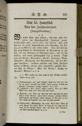 Das XI. Hauptstück. Von den Zwischenwörtern (Interjectionibus.)