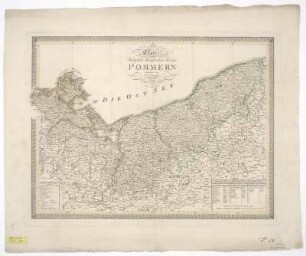 Karte von Pommern, 1:600 000, Kupferstich, 1821