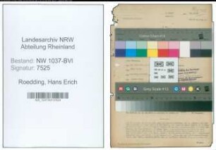 Entnazifizierung Hans Erich Roedding , geb. 00.01.1890 (Studiendirektor)