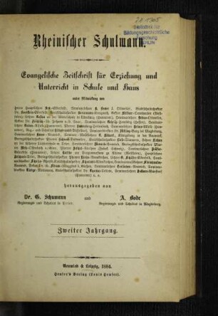 2: Rheinischer Schulmann - 2.1884