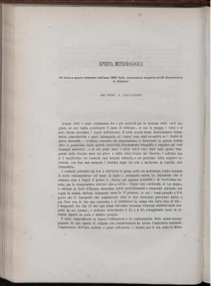 Rivista Meteorologiche del terzo e quarto trimestre dell' anno 1865 dalle osservazioni eseguite nel R. Osservatorio di Palermo