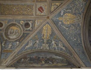 Gewölbedekoration all'antica, Grotesken mit Kandelaber, Standartenträgern und Widdern