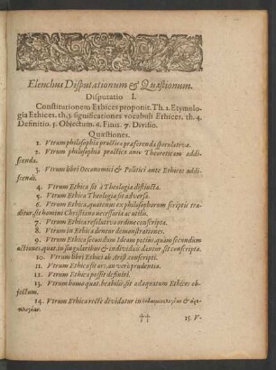 Elenchus Disputationum & Quaestionum