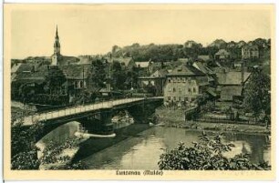 Lunzenau. Blick über die Brücke auf Lunzenau