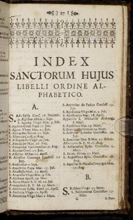 Index sanctorum hujus libelli ordine alphabetico.