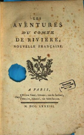 Les Aventures du Comte de Riviere : nouvelle française