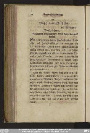 22. Sophie an Wilhelm. den 28sten Febr.