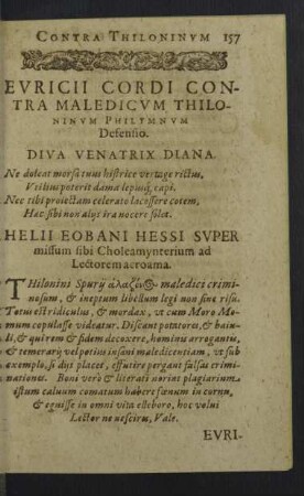 Euricii Cordi Defensio contra Thiloninum