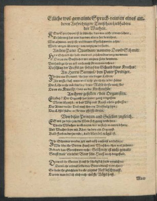 Etliche wol-gemainte Spruch-reimen eines anderen Aufrichtigen Teutschen Liebhabers der Warheit.