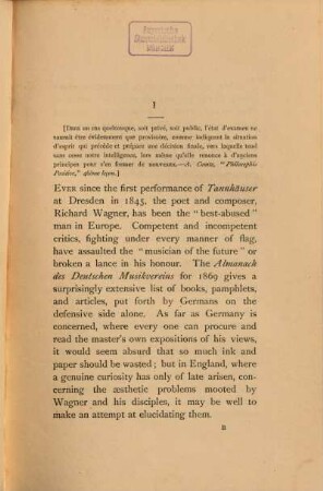 Richard Wagner: his tendencies and theories
