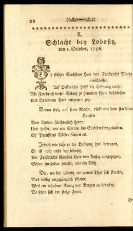 II. Schlacht bey Lobositz, den 1. October, 1756