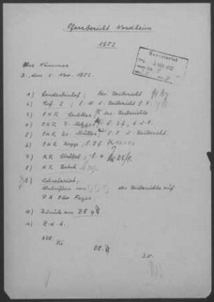 Nordheim: Visitationsbericht mit Pfarrbericht 1952