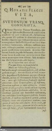 Q. Horatii Flacci Vita, Per Sventionum Tranq. Conscripta