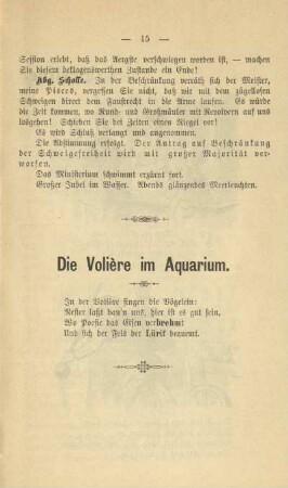 Die Volière im Aquarium