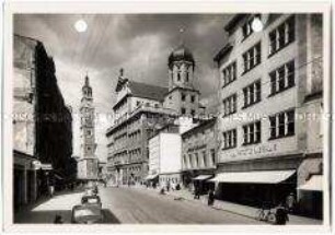 Augsburg, Karolinenstraße mit Rathaus und Perlachturm