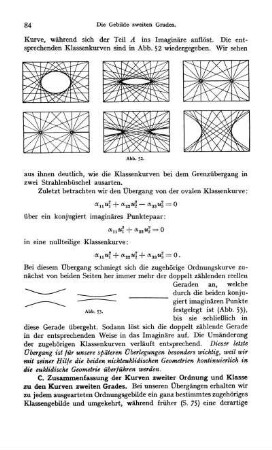 C. Zusammenfassung der Kurven zweiter Ordnung und Klasse zu den Kurven zweiten Gerades.