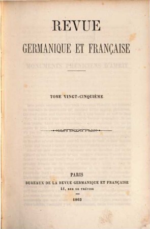 Revue germanique et française. 25. 1863